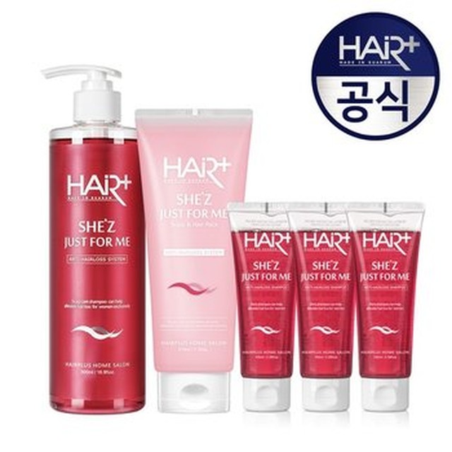 [헤어플러스] 쉬즈 여성 탈모 샴푸 500ml+여성두피헤어팩210ml+여성탈모샴푸100ml 3개[이마트몰]