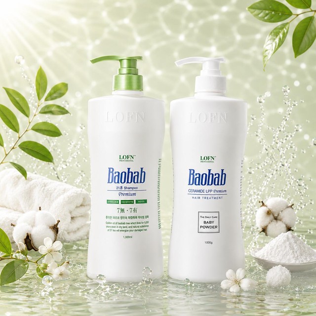 바오밥 LPP 국민 트리트먼트 파우더향 1000ml+건성샴푸 1000ml