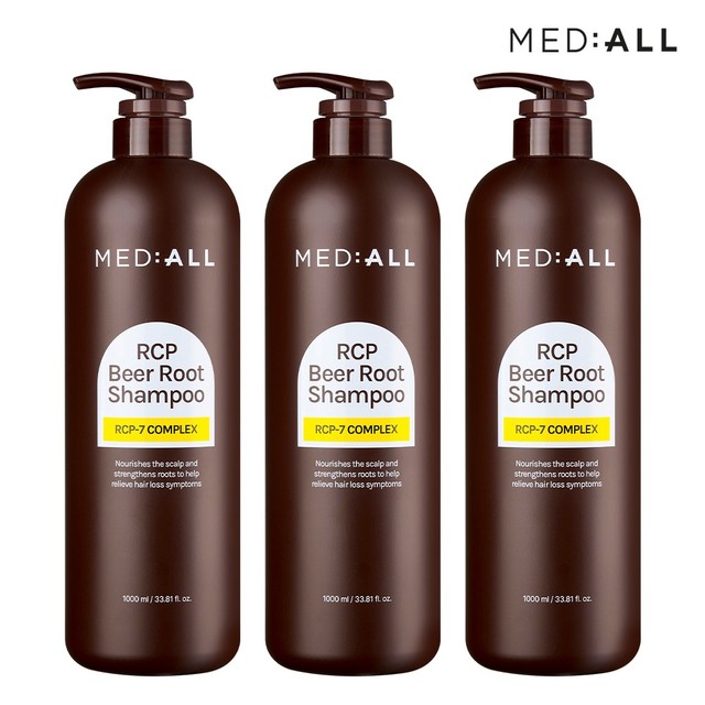 메디올 비어루트 맥주효모 탈모케어 대용량 샴푸 1000ml (화이트머스크향) 3개