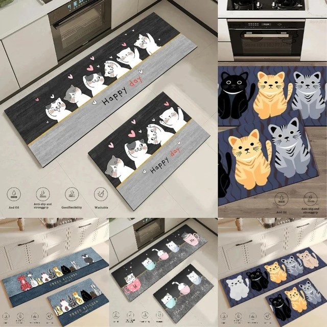 고양이 모양 논슬립 주방 러그 침실 장식 러그 주방 매트 거실 세탁실 현관문 홈 플로어 카펫