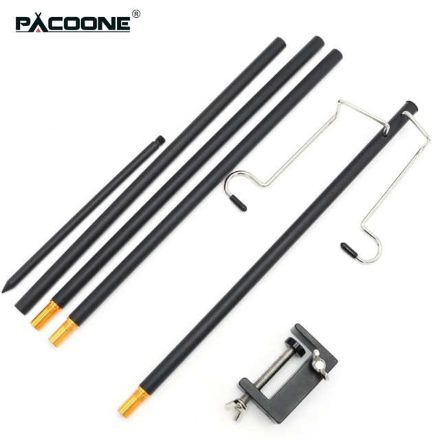 PACOONE 야외 캠핑 라이트 스탠드 테이블 바닥 사용을 위한 후크가 있는 접이식 알루미늄 합금 랜턴 홀더