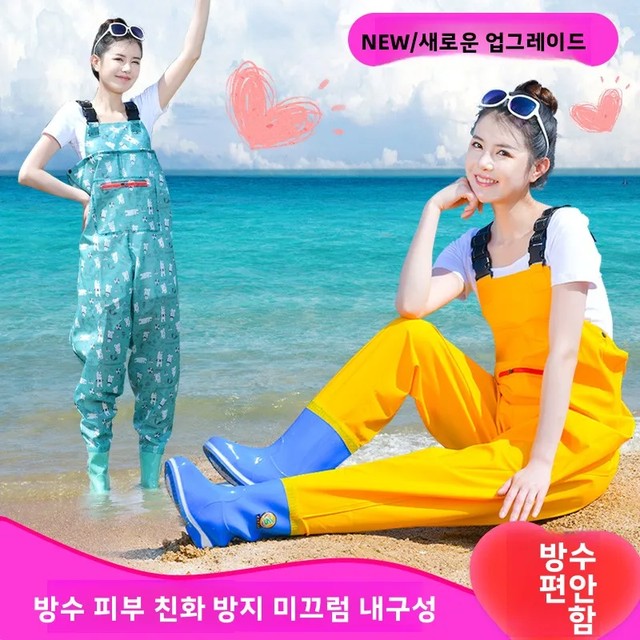 여성용 두꺼운 허리 높이 하프 바디 낚시 바지 방수 레인 부츠 내마모성 낚시 장비 야외 캠핑 여행 용품