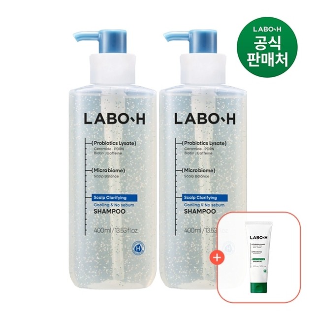 라보에이치 두피강화클리닉 쿨링앤노세범 샴푸 400ml 2입