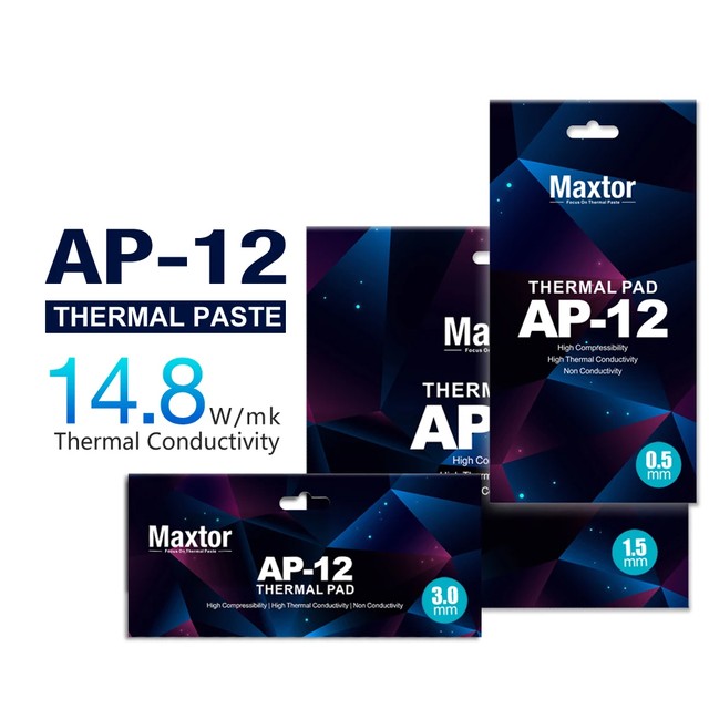 Maxtor AP-12 열전도 패드 14.8W mk 높은 열전도율 방열 실리콘 패드 CPU GPU 실리콘 그리스 냉각 패드