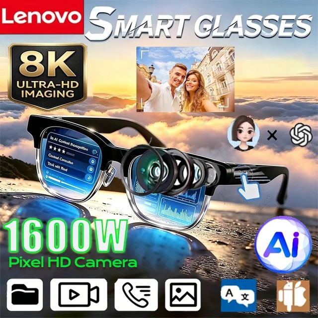 레노버 8K AI 스마트 안경 AI 번역 2027 신형 HD 핸즈프리 통화 AI 채팅 기록 음악 재생 스마트 선글라스