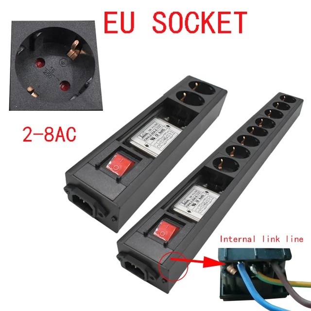 [해외] 오디오 잡음 AC 필터 EU 콘센트가 있는 전원 컨디셔너 정수기 전원 스트립 16A 4000W(15K-30M)