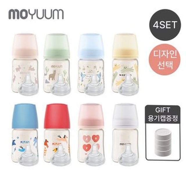 3세대 올인원 PPSU 노꼭지 170ml 젖병 (디자인 베이직) 4팩 + 리얼핏 젖꼭지 4ea(단계선택)