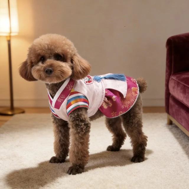 애완견 고양이 한국 축제 재킷 겨울 드레스 코트 멋진 강아지 의류 고급 한복 플리스 강아지 옷 강아지 의류
