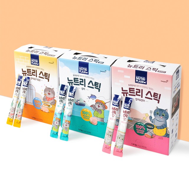 동원 뉴트리플랜 뉴트리스틱 14g x 200p 3종모음 츄르 고양이간식 짜먹는간식