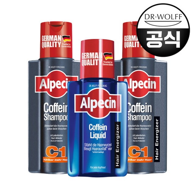 알페신 카페인 샴푸 C1(모발 강화) 250ml X 2 + 리퀴드 헤어토닉 200ml