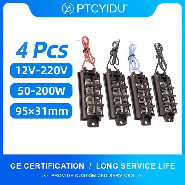 4Pcs 공기 히터 12V 24V 48V 110V 220V 세라믹 PTC 전기 히터 50W ~ 200W 인큐베이터 히터 요소 54B2 95*31mm