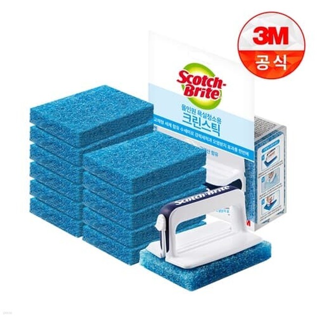 3M 크린스틱 뉴올인원 욕실청소용 핸들+리필 12입