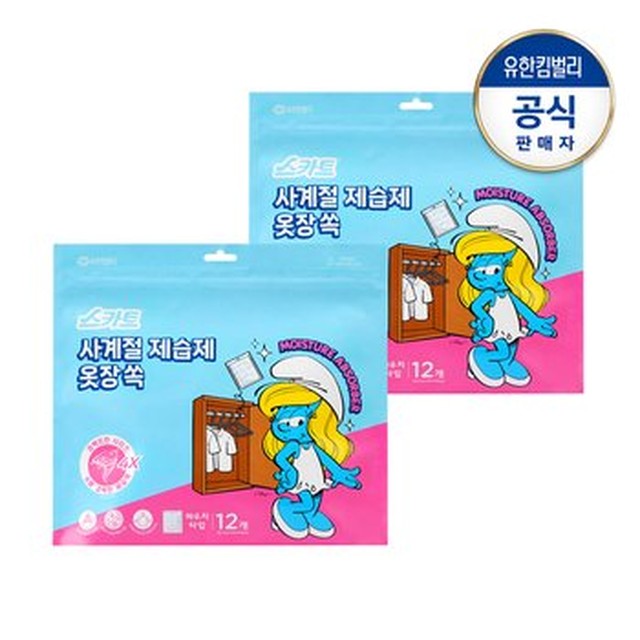 스카트 사계절 습기제거제 옷장 쏙?30gX12입X2 스머프에디션