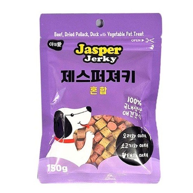 강아지소프트간식 아침애 제스퍼 져키 혼합 150g X3개 강아지 간식