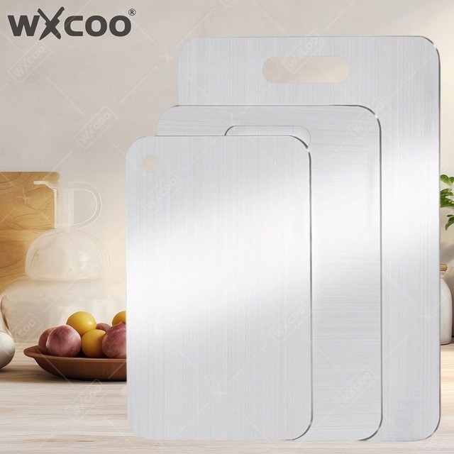 WXCOO 주방용 도마 양면 도마 스테인레스 스틸 주방 도구 과일 야채 반죽 도마