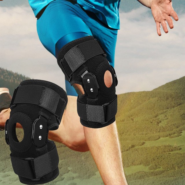 힌지형 무릎 보호대 조절 가능한 통증 관절염 ACL PCL 반월판 찢어짐 무릎 지원(무릎용 잠금 다이얼의 측면 안정 장치 포함)
