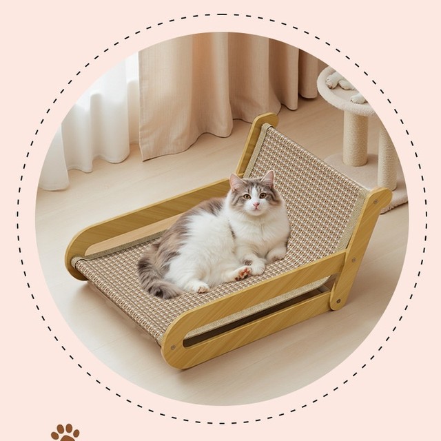시살 고양이 스크래쳐 내마모성 흘러내림 방지 일체형 고양이 침대 라운지 의자 특대형 삼베 로프 고양이 가구 애완용품