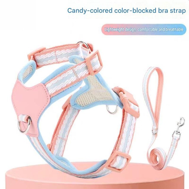 강아지 반려동물 하네스, 당김 방지, 강아지 목줄 포함, 통기성 좋은 하네스 리드줄, 조절 가능한 가슴 스트랩, 소형 강아지 야외 산책용