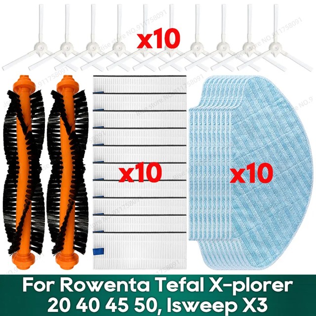 Tefal Rowenta Explorer 20 40 45 50, Isweep X3 액세서리와 호환 가능 메인 브러시 필터 사이드 브러시 걸레 천