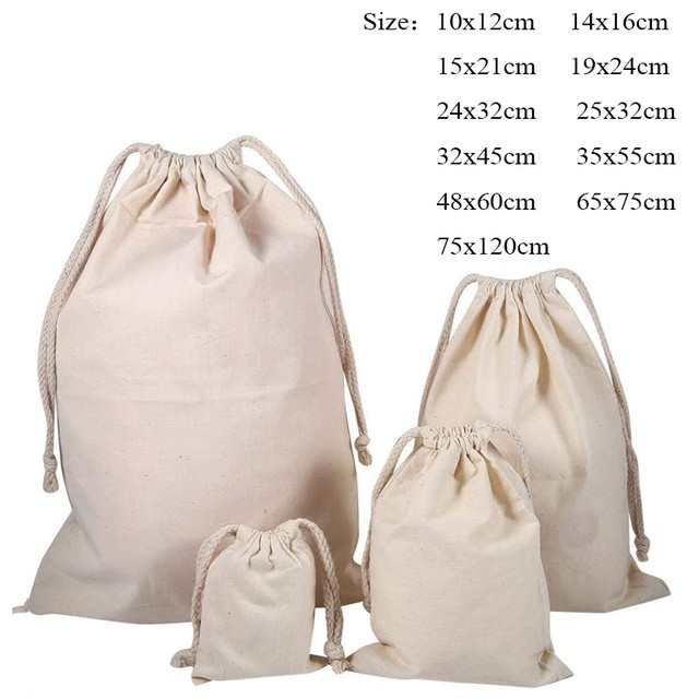 헤비 듀티 초대형 75x120cm 65x75cm 48x60cm 면 캔버스 세탁 가방 해변 보관함