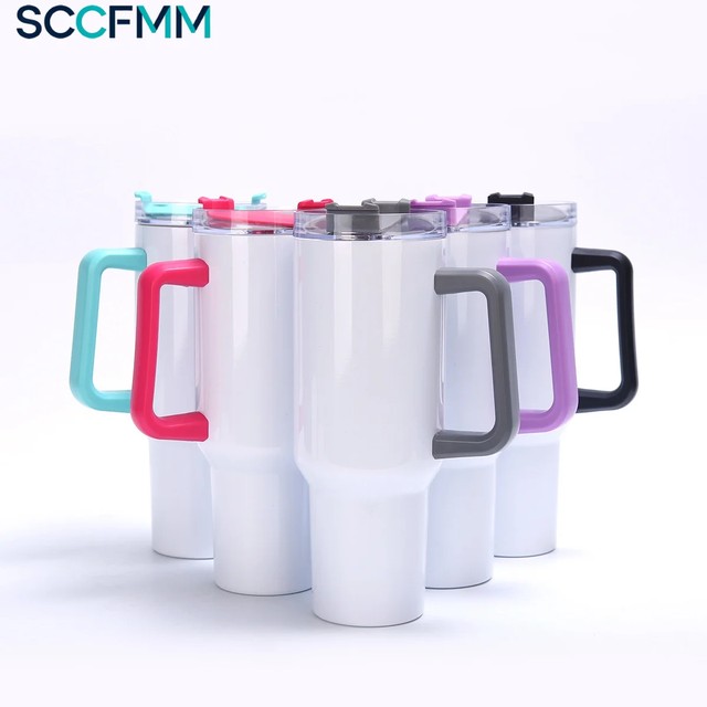 SCCFMM 40온스 승화용 물병 진공 단열 스테인리스 스틸 손잡이 텀블러, 차가운 음료 보온 컵