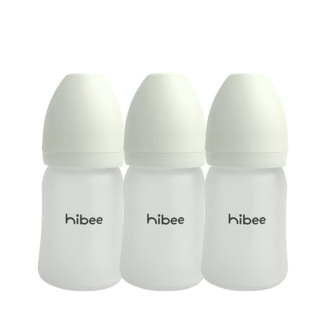 하이비 실리콘 코팅 유리 젖병 노꼭지 160ml, 3개, 화이트
