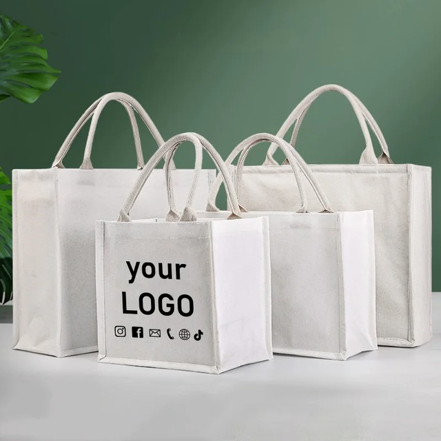 10pcs 흰색 캔버스 가방 사용자 정의 웨딩 파티 선물 토트 백 DIY 쇼핑 가방 대용량 토트 백 사용자 정의 인쇄 로고