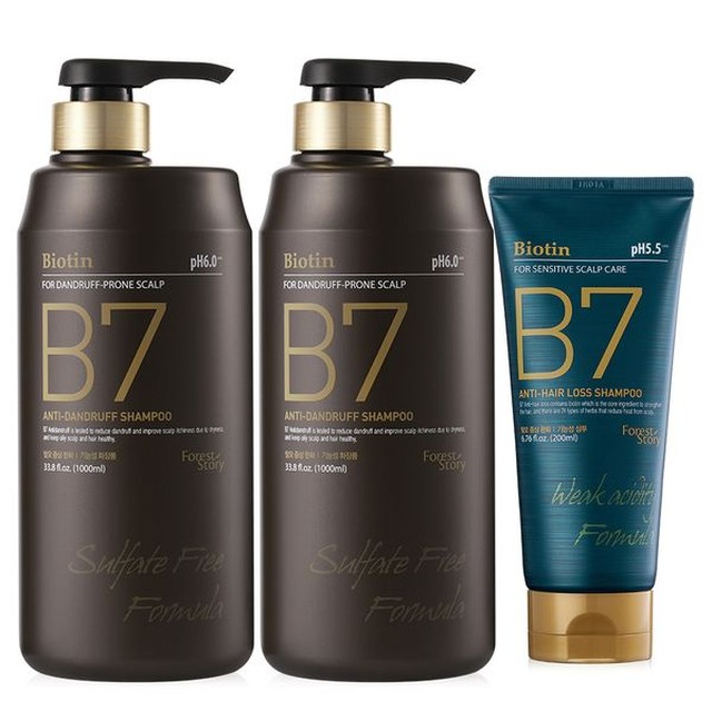 [보리보리] 포레스트스토리 B7 안티댄드러프 약산성 비듬 두피 탈모샴푸 1000ml 2개+탈모샴푸 200ml
