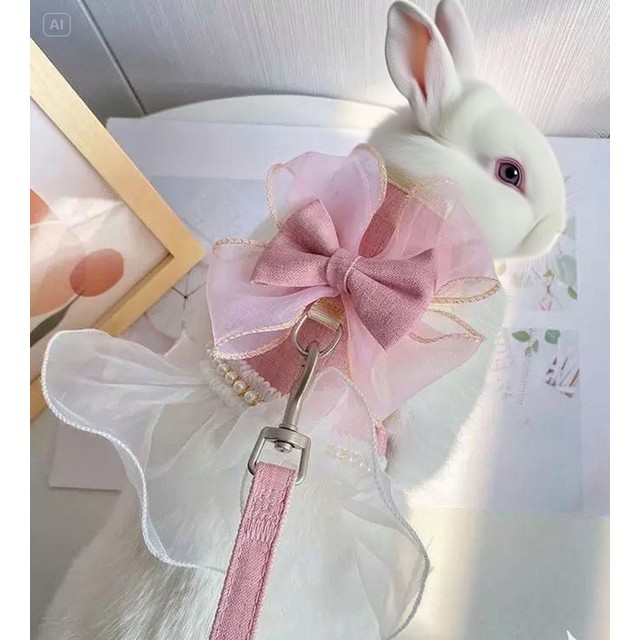 귀여운 Bowknot 애완 동물 하네스 가죽 끈 공주 고양이 드레스 의상 나일론 Kittten 드레스 강아지 하네스 토끼 테디 고양이 옷