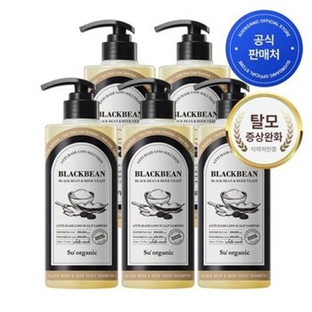 [기타] 수오가닉 블랙빈 맥주효모 탈모완화 샴푸 510ml 5개[이마트몰]