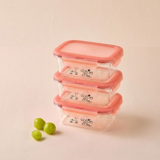 락앤락 스누피 사각 밀폐용기 460ml 3P 세트