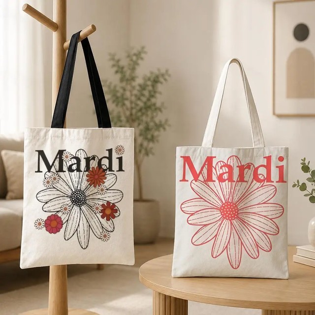 브랜드 Mercredi Mardi 보관 가방 여성용 캔버스 토트백, 학교, 직장, 여행 및 선물용 재사용 가능한 어깨 쇼핑백