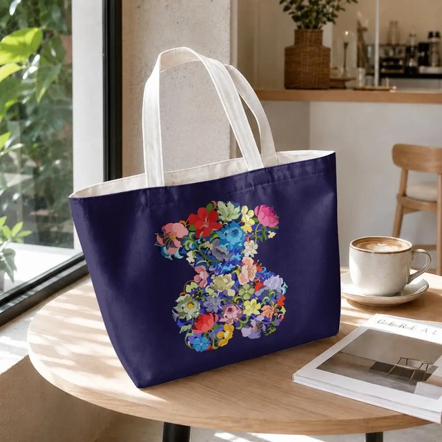CRAFTED WITLOVE T-tous 보관 가방 캔버스 양면 프린트 세트 작업 및 여행용 지퍼가 달린 2피스 쇼핑백
