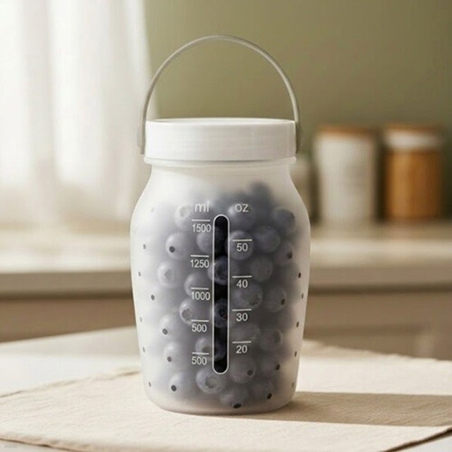 바른락 실리콘 보관 밀폐용기1500ml 손잡이형 대용량 과일 야채 소분통