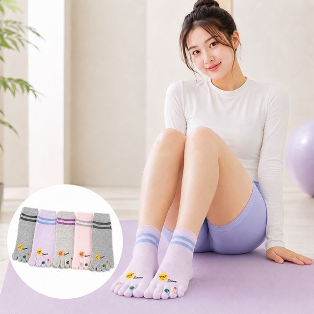 피에르가르뎅 여성 패션 발가락양말 써니 5족 단목 여름 양말