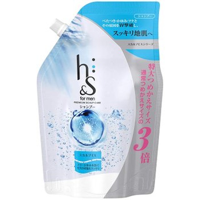 [기타] 대용량 h&s for men 에이치앤에스포멘 샴푸 두개골 EX 리필 초특대 900
