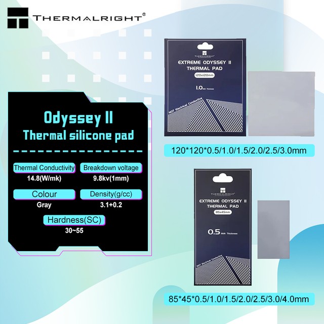 Thermalright Odyssey II 14.8 W mK 열 패드 방열 실리콘 패드, CPU GPU 그래픽 카드 마더 보드 냉각 패드 용