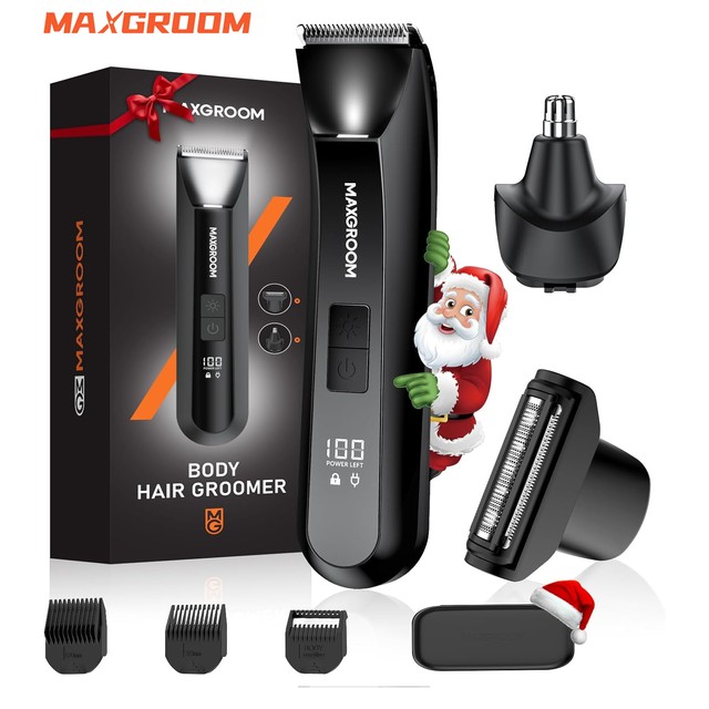 [해외] MAXGROOM 3 in 1 전기 면도기 남성용 바디 헤어 트리머 방수 헤드 면도기 수염 트리머 충전식 헤드 면도기
