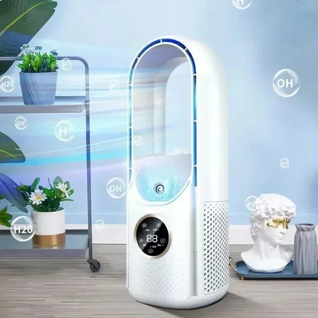 미니 휴대용 에어컨 USB 에어쿨러 블레이드리스 전기팬 6단계 무소음 타이머 에어컨 냉풍기 가습기