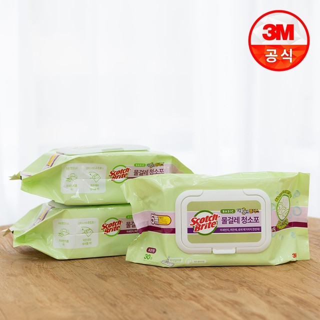 3M 표준형 베이직 더블액션 물걸레 청소포 90매 (30매X3개)