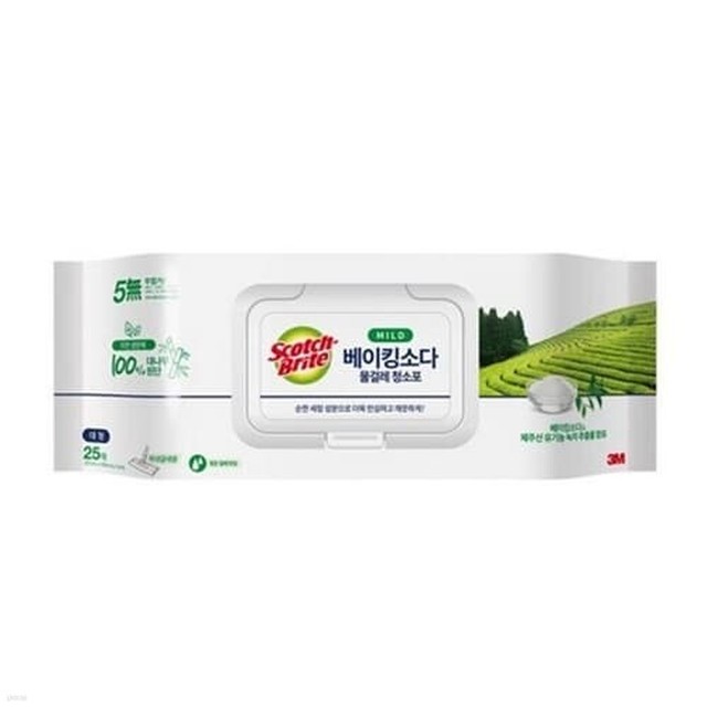 3M 베이킹소다 물걸레 청소포 25매 대형 37X20cm 기타청소용품