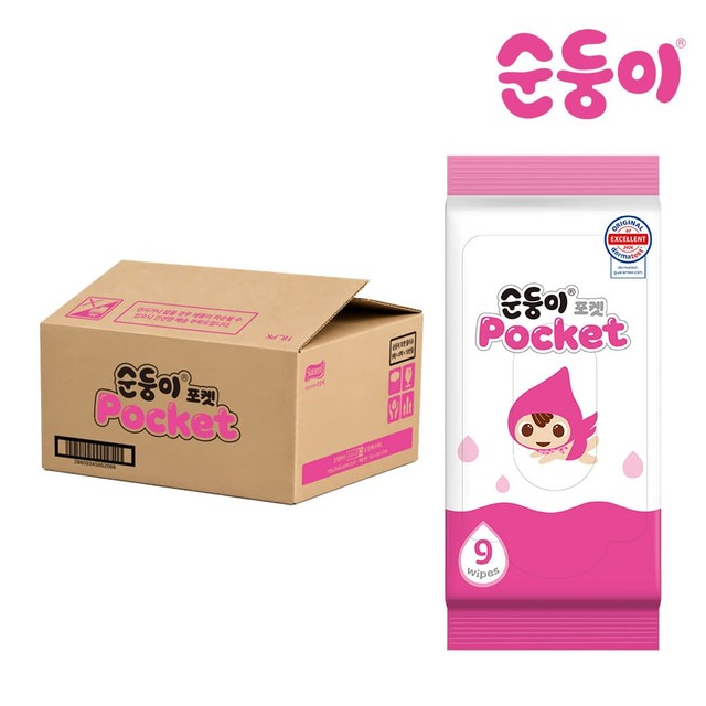 순둥이 포켓 물티슈 9매 108팩 (18번들)