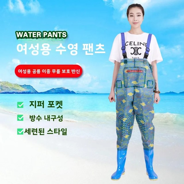 여성용 방수 비치 레인부츠 낚시 및 해양 탐험용 PVC 소재 봄 가을 여름 겨울 만용 오버올