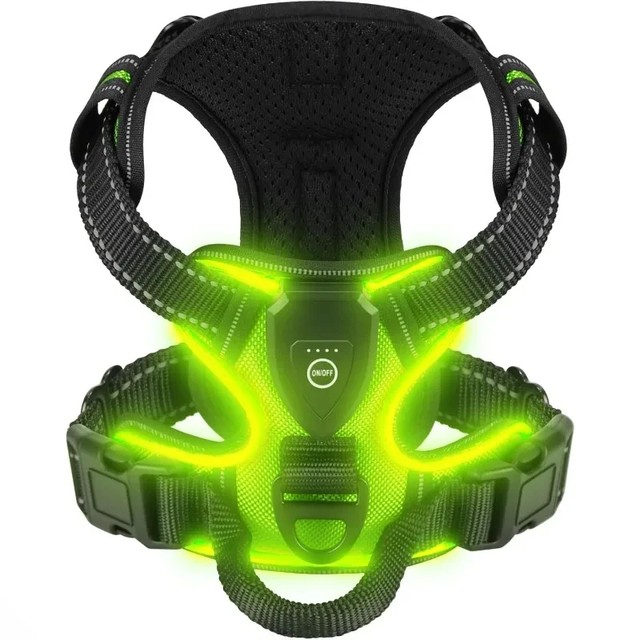 LED 빛나는 개 하네스는 야간 개 산책 안전에 필수적입니다. 3가지 LED 조명 모드가 있는 개 조끼 충전식