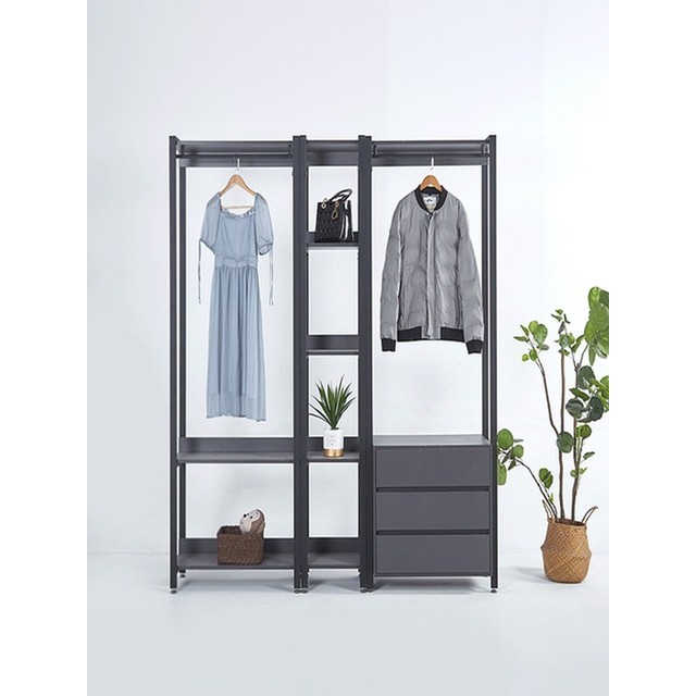 누울랑 잭슨 드레스룸 시스템행거 철제 조립식행거 DIY 옷장 옷걸이 튼튼한 2단 선반 가구 수납 옷장 행거