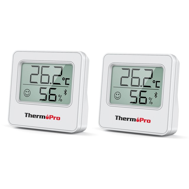 ThermoPro TP357 2팩 무선 온습도계 (실내, 온실용), 블루투스 80M 디지털 기상 관측소