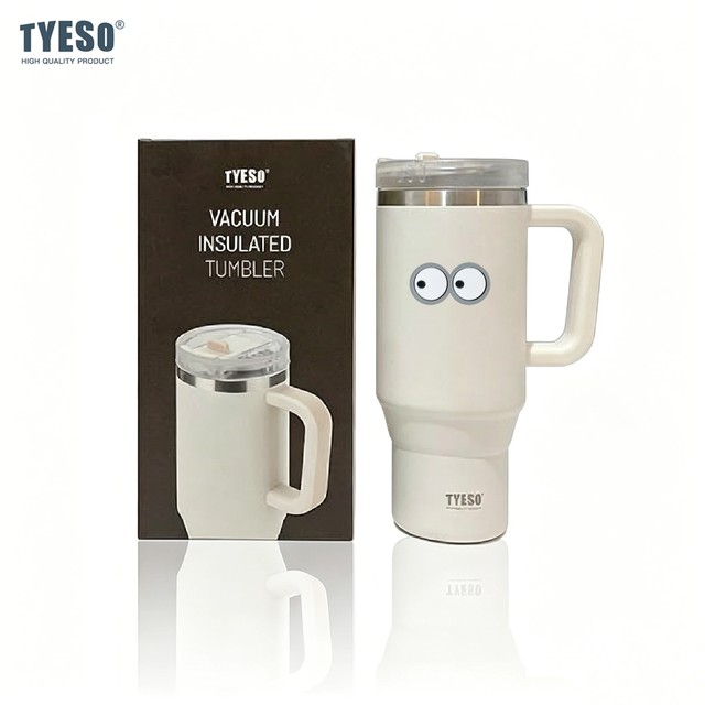 티에소 900ML 대용량 진공 컵 손잡이와 빨대 포함 스테인리스 스틸 차량용 머그컵 보온 아이스 여행용 보냉 텀블러