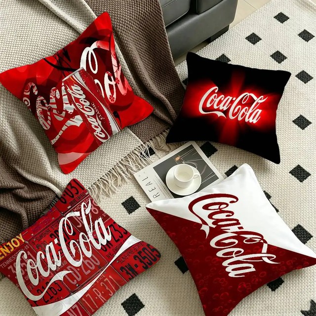 C-Coca C-Cola 쿠션 커버 폴리에스테르 소파 쿠션 장식용 쿠션 홈 장식 베개 커버