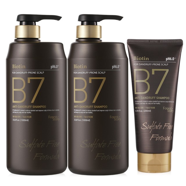 B7 안티댄드러프 약산성 비듬 두피 탈모샴푸 1000ml 2개+샴푸 200ml