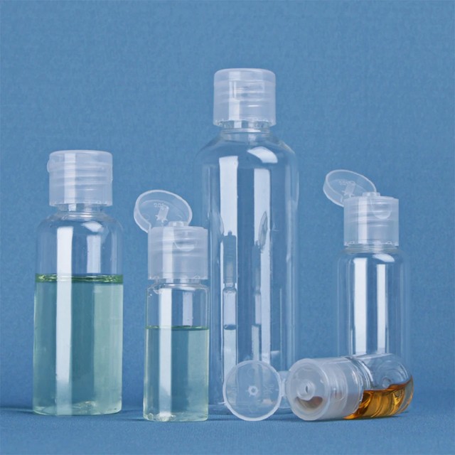 [해외] 50/100pcs 5ml 10ml 15ml 20ml 30ml 50ml 플라스틱 로션 샴푸 병 여행 필수품을위한 투명 짜기 병